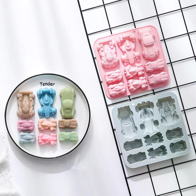 3D Racing Car Silicone Mold - 9-Cavity Jello, Chocolate, DIY Baking Tools For Kids - Ideal For Chocolate Cakes Decor, Desserts