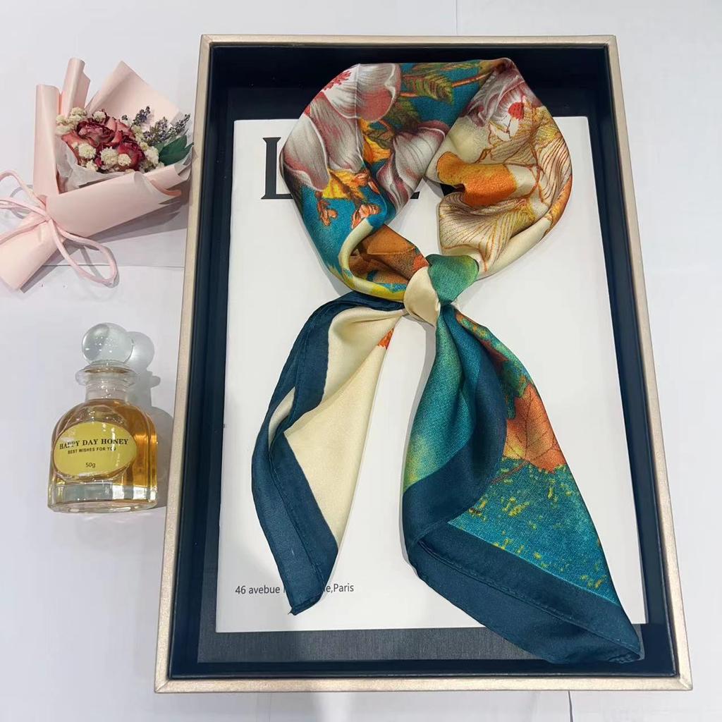 Шелковый шарф женский модный универсальный высокий смысл 70 квадратный шарф защита шеи шарф ретро шарф сумка