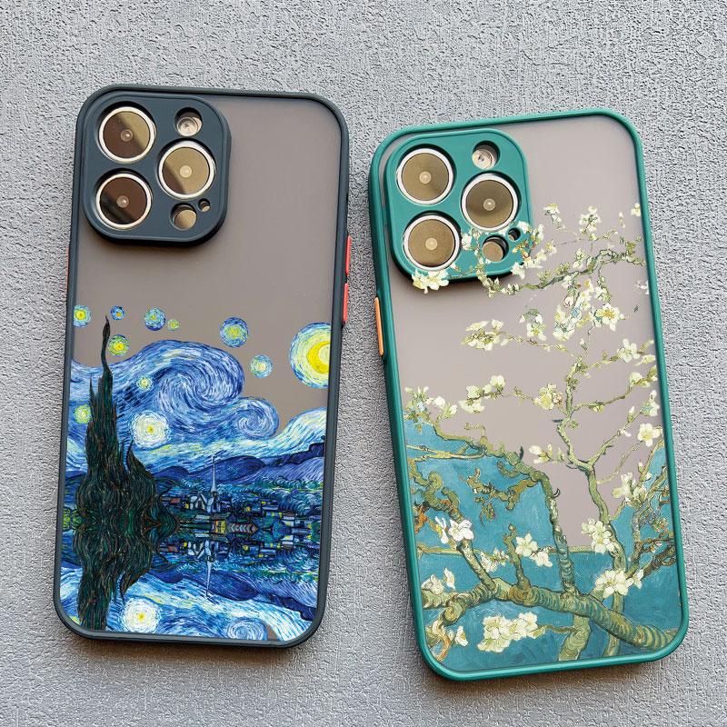 Для Coque iphone 17 16 15 14 11 12 13 Pro Max Mini X XR XS 16 Plus Чехлы для телефона Искусство Картина маслом Ван Гога Мягкие ударопрочные чехлы