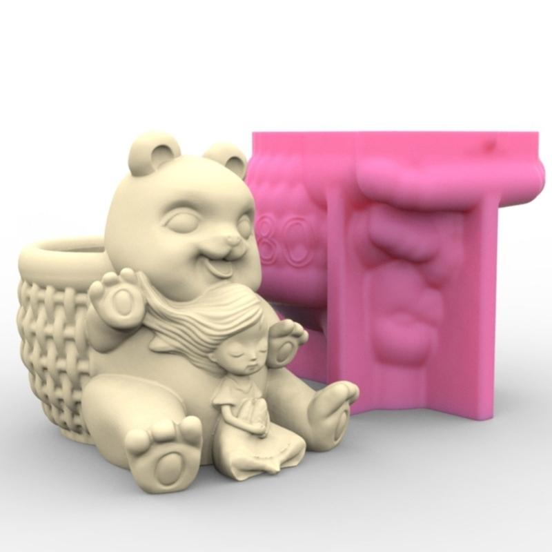 Силиконовые формы для медведей и девочек, держатель для ручек, форма для эпоксидной смолы, инструмент для изготовления сочных горшков для поделок