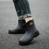 Rain Shoes Men's Fashion Wear Short Rain Boots Car Wash Fishing Cotton Waterproof Shoes Kitchen Work Non-slip Glue Shoes Men