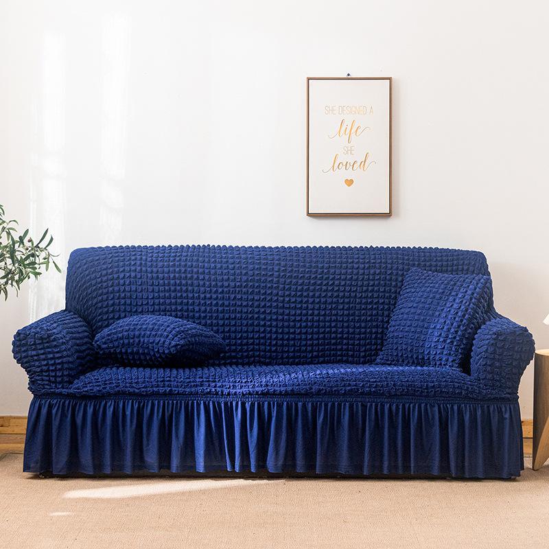 Seersucker Fabric Sofa Cover All Inclusive Lace Thickened Non Slip Dustproof Sofa Cover for Four Seasons
