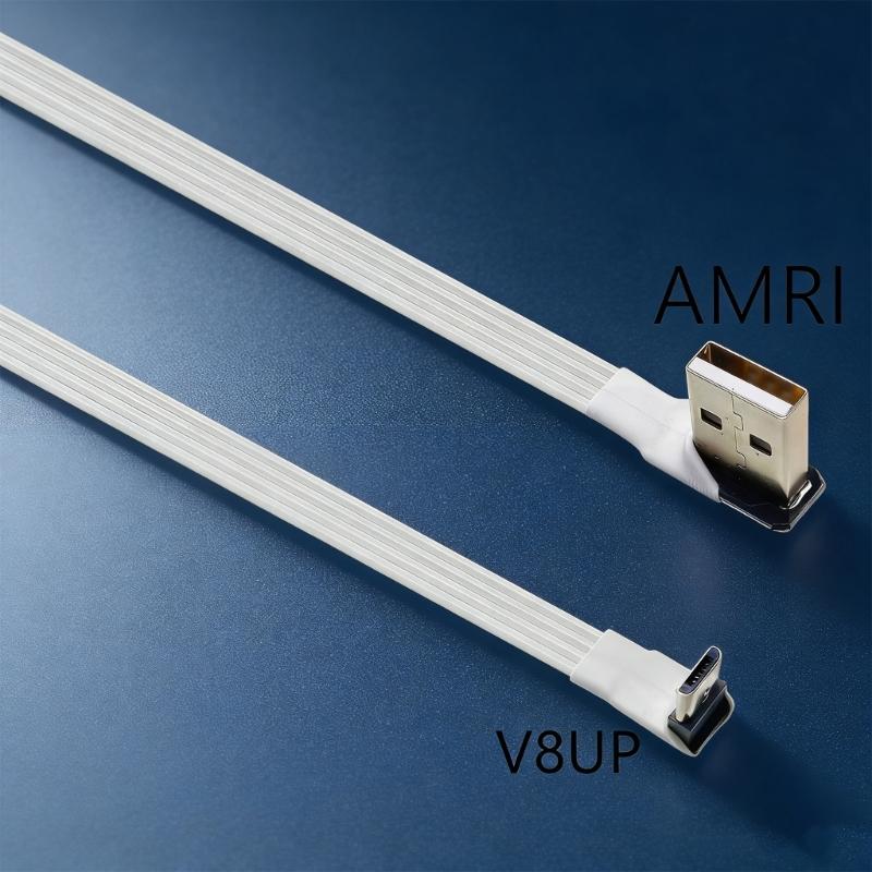 USB на USB 5-контактный Плоский Резиновый Зарядный Кабель Прямой Угловой Разъем Тонкий Гибкий Шнур Для Телефона Планшета Камеры