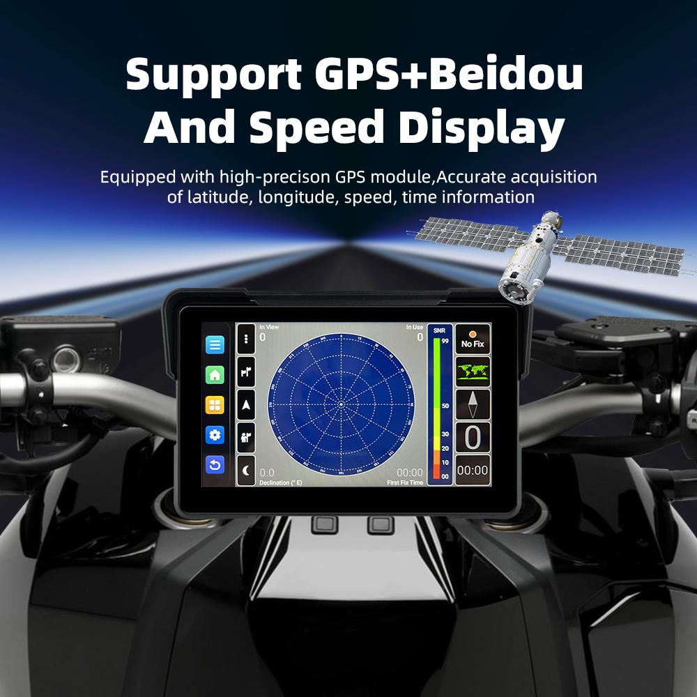 EKIY 7.0" Wireless CarPlay Moto Android Auto Android 13.0 Portable Digital Motorcycle Dashboard GPS Navigation Display Screen