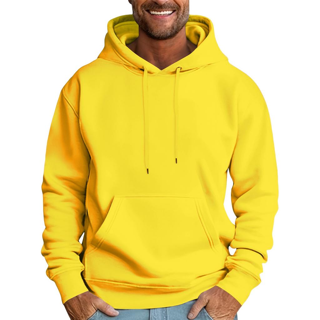 Мужская повседневная толстовка свободного кроя однотонная со шнурком худи с большим карманом спортивная толстовка