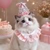 Bowknot Pet Birthday Hat Scarf Set Cute Cat Princess Hat Happy Birthday Cone Hat  Puppy Costume