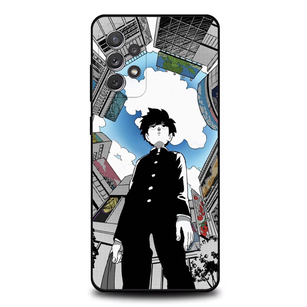 Мультяшный чехол для телефона Mob Psycho 100 для Samsung S25, S24, S21, S22, S23, S30, Ultra, S20, Plus, Fe, Lite, Note, 10, 9, 5G Черный чехол