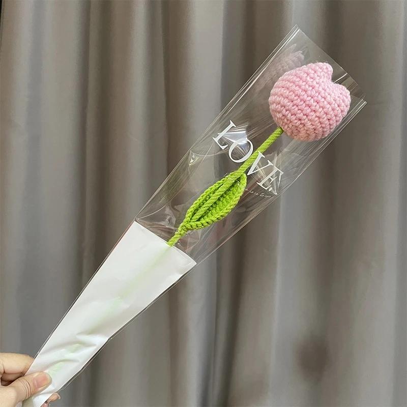 Милый букет цветов в форме сердца Вязаные крючком цветы Цветы ручной работы Подарки на День святого Валентина Украшение для вечеринки Букет Peluche Свадьба