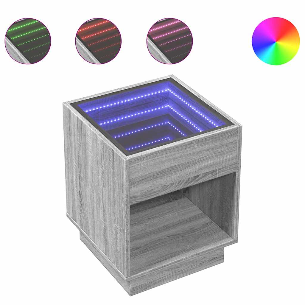 Infinity LED Coffee Table in Grey Sonoma 40x40x50 cm