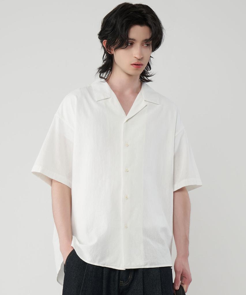 UNTAPPED STUDIO Oversized Linen Open Collar Short Sleeve Shirt 5 Colors (Type B)