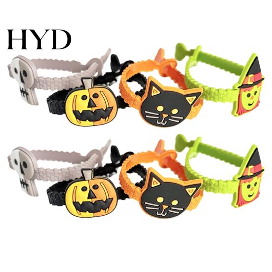 Cute Cartoon Pumpkin Bracelets 8 Pcs Halloween Bracelets, Adjustable Soft PVC Wrist Straps for Kids Adults, Witch Trick or Treat Toy Party Favors