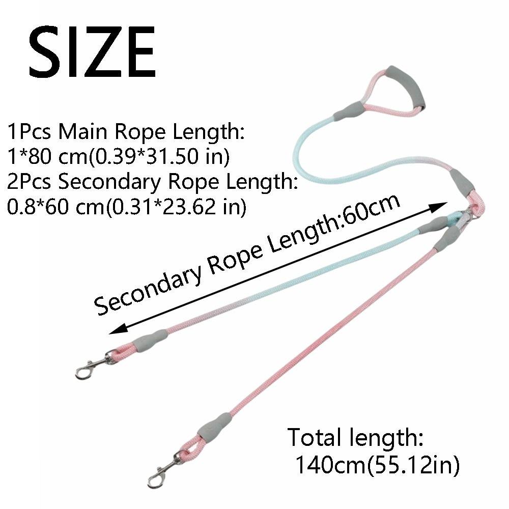 Gradient Color Dual Handle Lead 360° Swivel Dog Running Leash  Outdoor Activities