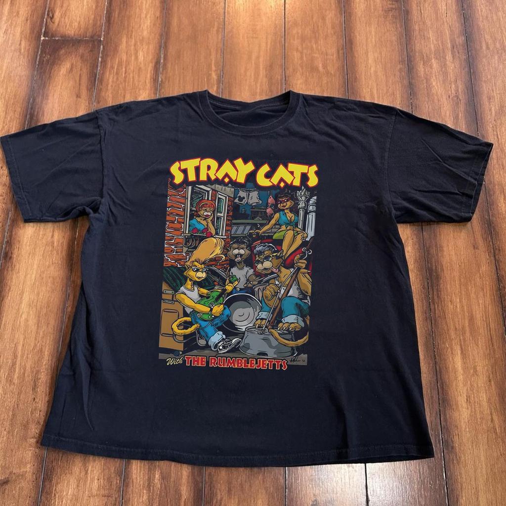 Горячая Новая Футболка с Логотипом Группы Stray Cats Музыкальный Тур Черная от S до 5XL CK109