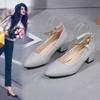 Coarse Heel Women's Shoes New Spring Wedding Shoes Pointed Middle Heel Work Shoes Shallow Mouth One-word Buckle Single Shoes