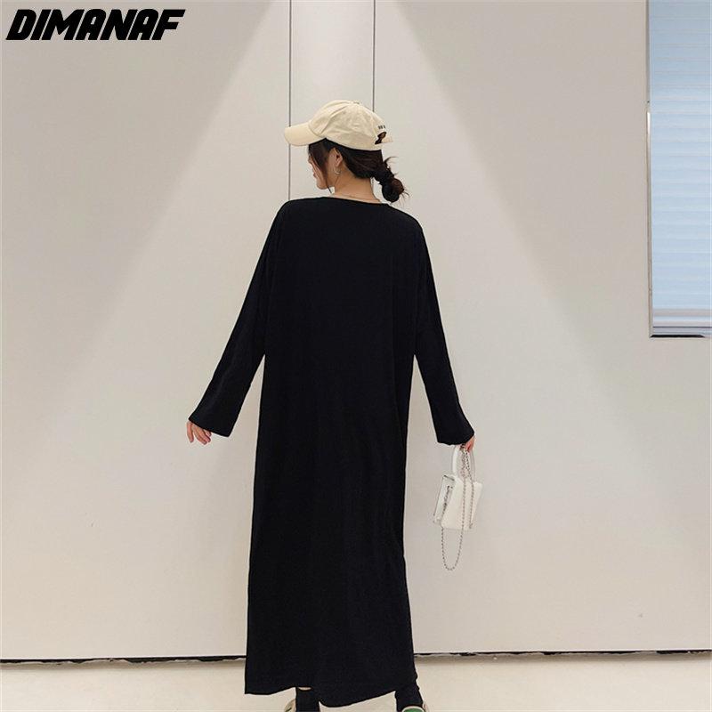 Dimanaf Женское 2022 новое осеннее платье в полоску больших размеров, элегантное длинное платье, свободное платье с круглым вырезом, черные платья макси
