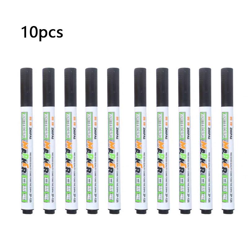 10 Pcs Black Water-based Erasable Whiteboard Pen Blackboard Pen Drawing Board Pen Writing Board Easy-to-erase Office Supplies