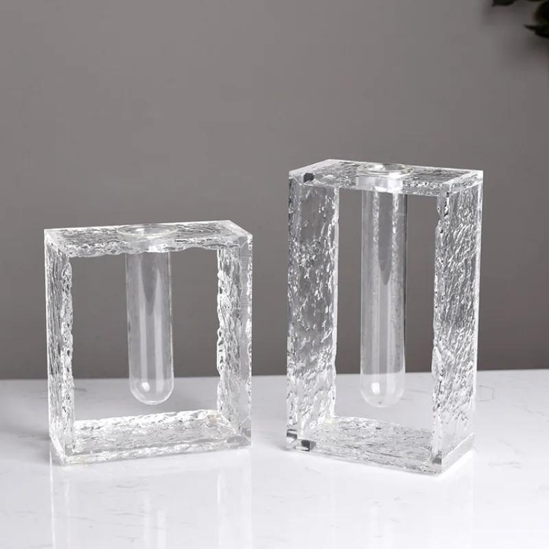 Простая современная акриловая прозрачная ваза для гостиной, офиса, цветочная композиция, гидропонная ваза, поделки, украшения, подарки