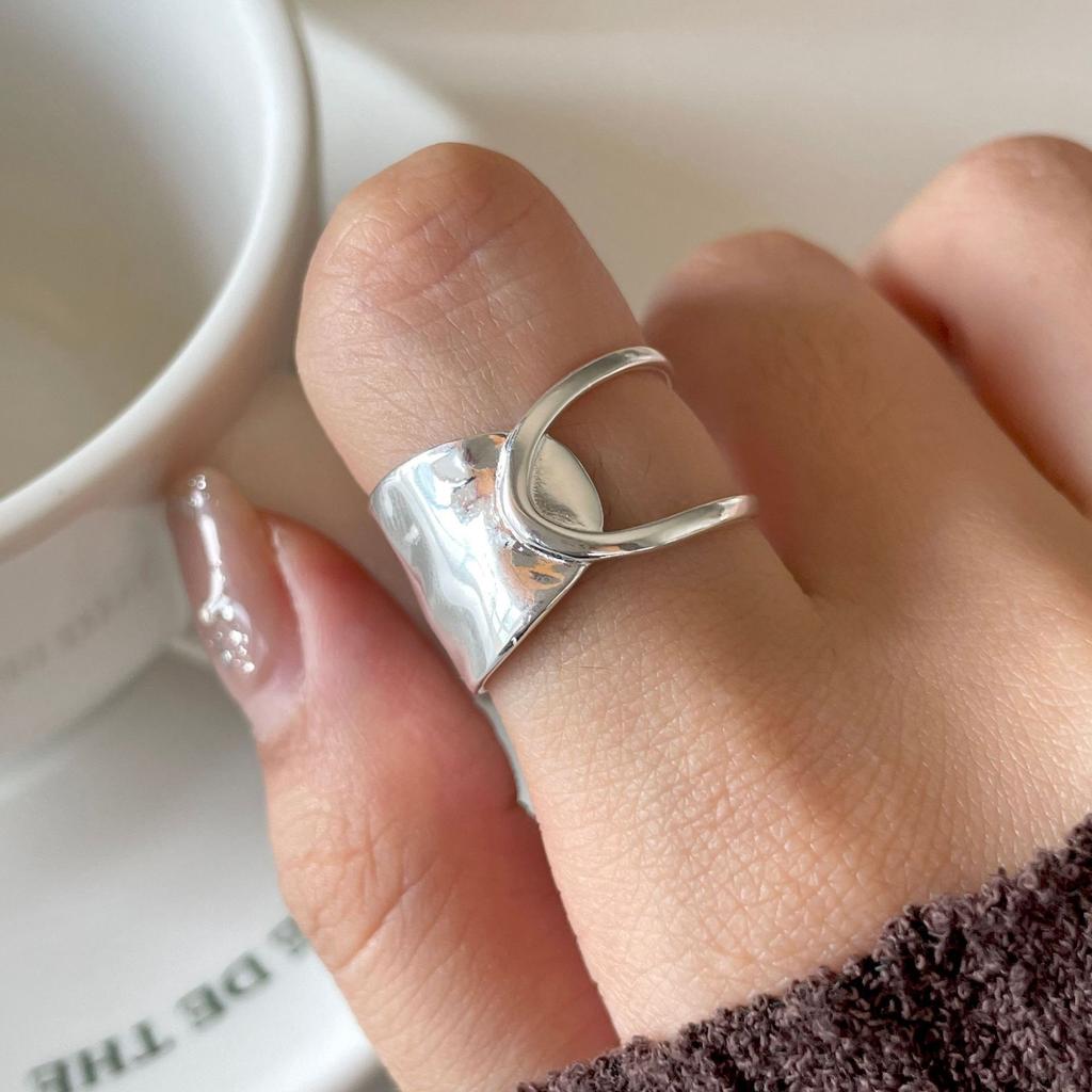 925 Sterling Silver Rings For Women Geometric Fine Jewelry Finger Adjustable Gold Interware CZ Ring For Party Birthday Gift