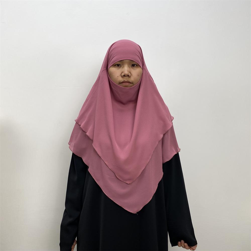 Однотонный двухслойный шифоновый платок на голову — стиль Ближнего Востока, Дубая, Турции. (Большой, 2305)