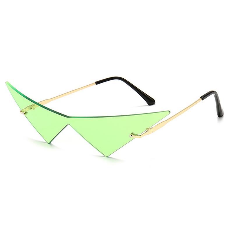 Oversized Triangle One Piece Women Sunglasses Vintage Rimless Clear Ocean Lens Eyewear Fashion Men Cat Eye Sun Glasses