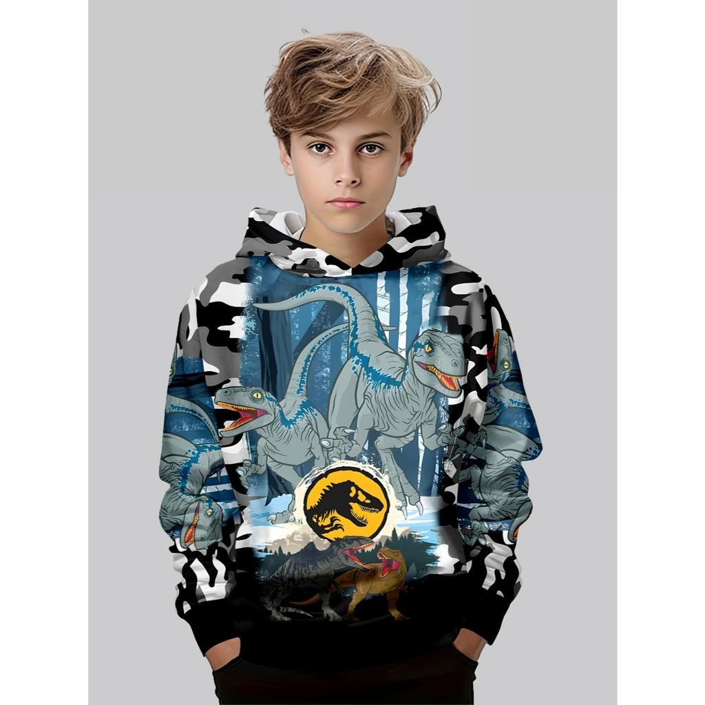 Boys' 3D Printed Casual Pullover Sweatshirt, Boys' Outdoor Casual Hoodie Top Hooded Sweatshirt
