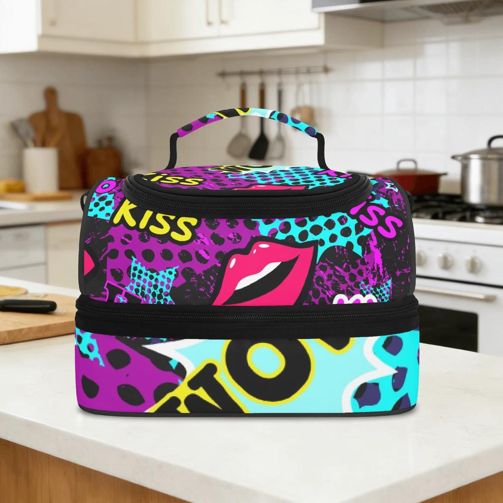 Insulated Food Lunch Bag Thickened PU Reusable Thermal Tote for Students School College Office Commuting Picnic and Travel