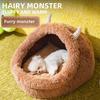 Autumn and Winter Dog Plush Thickened Warm Kennel Long Haired Monster Cat Nest Semi-closed Cute Cartoon Pet Nest
