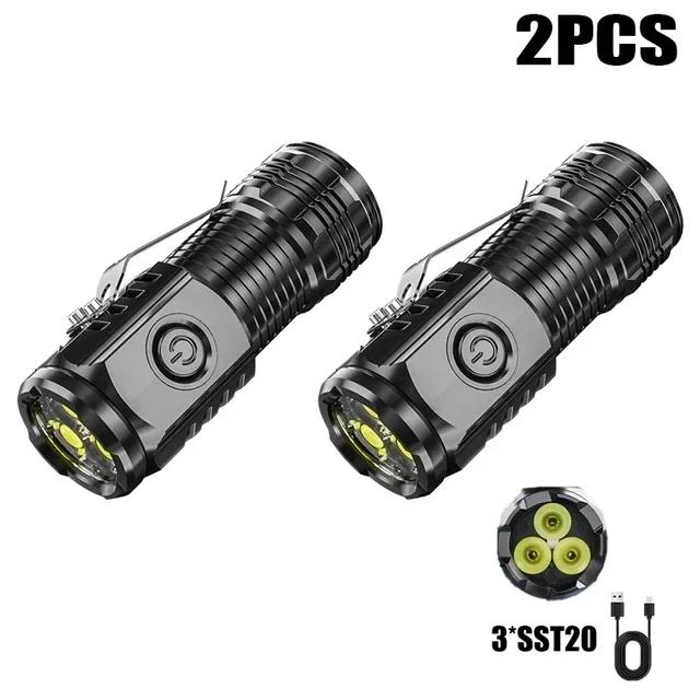 Карманный светодиодный фонарик 3 LED, супер яркий, водонепроницаемый, мини-фонарь с клипсой-колпачком для туризма, кемпинга, рабочая лампа