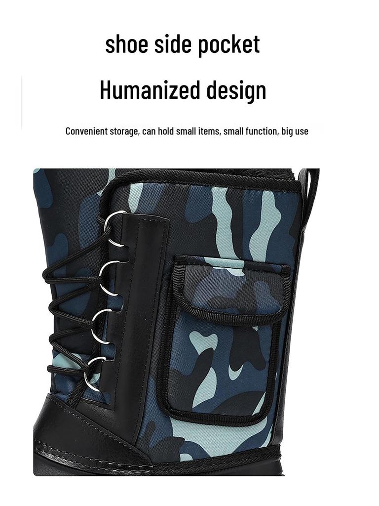 Мужские водонепроницаемые теплые зимние ботинки больших размеров с бархатом и толстым хлопком для комфорта в холодную погоду