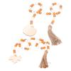 Wood Bead Garland with Tassels Wooden Rustic Bead Ornament for Home Decoration and Festival Decorati