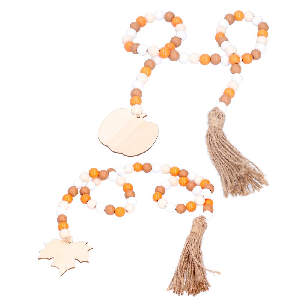 Wood Bead Garland with Tassels Wooden Rustic Bead Ornament for Home Decoration and Festival Decorati