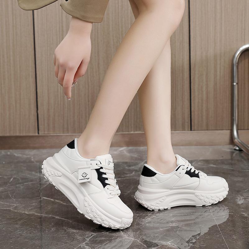 Students Increase Height and Splice Simple Thick-soled Spring and Autumn Breathable Women's Shoes Sports Shoes Versatile Street New Shoes Trend 2024 S