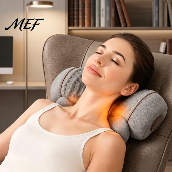 Relaxing Neck Support for Home Electric Massager Pillow, 3-in-1 Cervical Massage Heat Vibration And Lift Travel Pillow Function, Ergonomic Memory Foam