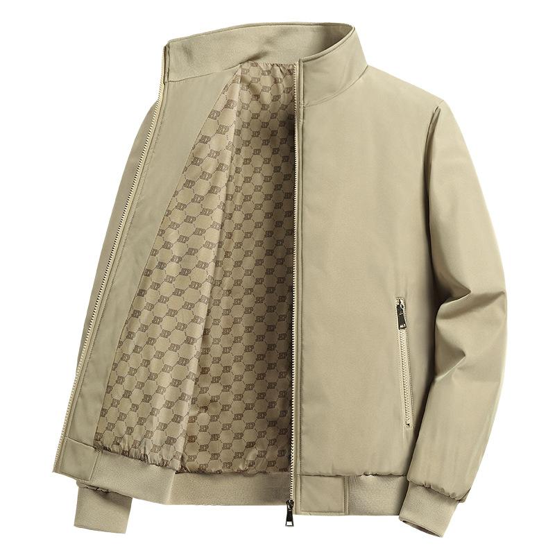 Куртка с воротником-стойкой, мужская деловая куртка на весну и осень, свободная куртка с воротником-стойкой большого размера, повседневная универсальная однотонная куртка Tide