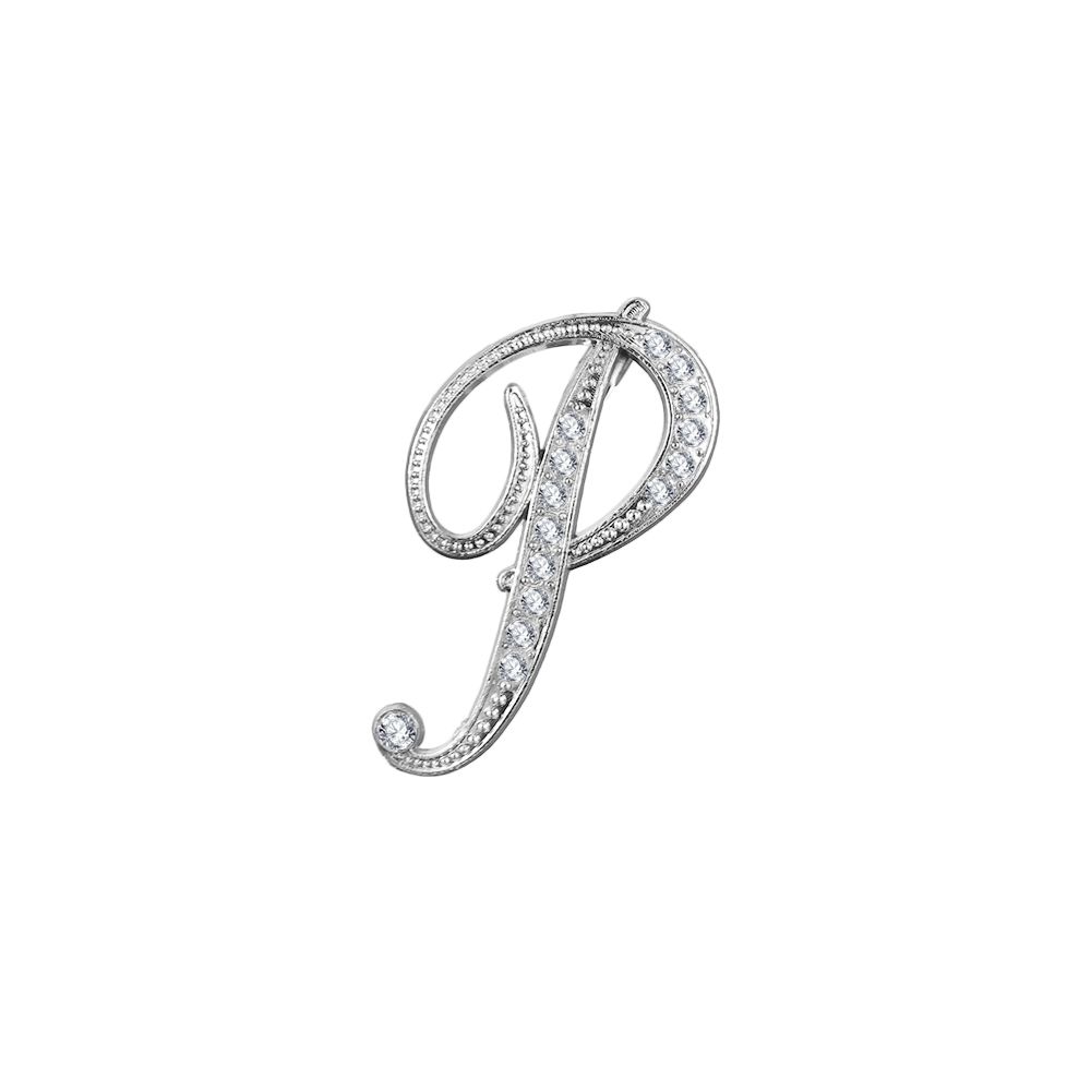 Suit Collar Accessories 26 English Letters Rhinestone Clip Initial Lapel Pin Crystal Letter Brooch