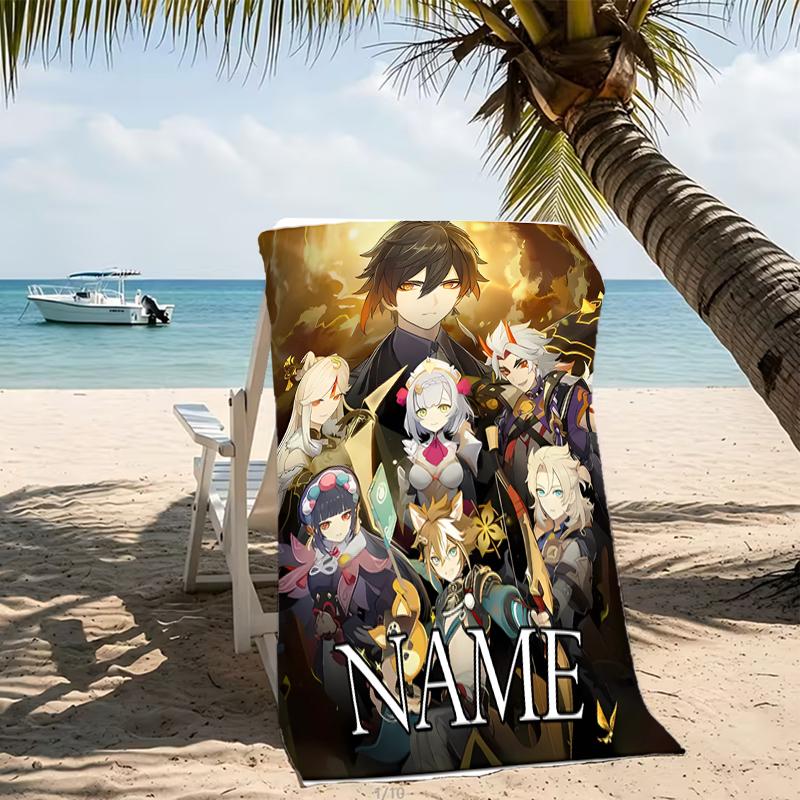 Customizable personalized beach towels Genshin Impact themed designs.Suitable for the beach, yoga, sports;ideal as beach accessories