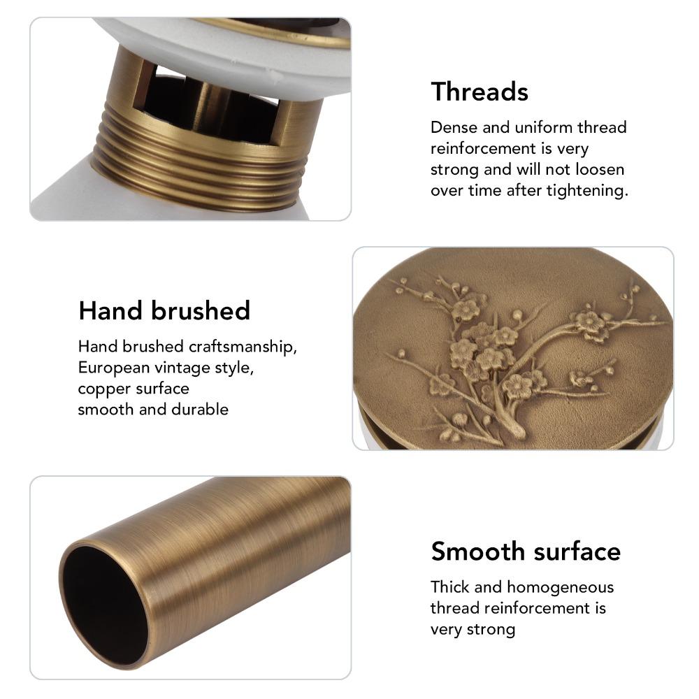 Brass Material Drain Stopper Antique Brass Sink Drain Stopper Bathroom Drain Stopper Vessel Sink