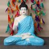 Новая статуя сидящего Будды для декора дома и офиса, статуя идола из мраморной пыли из смолы 15 дюймов (синий)