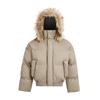 American Fashion Solid Color Fur Collar Hooded Cotton-padded Jacket Women Y2K Harajuku Gothic Hip-hop Pop Jacket Coat