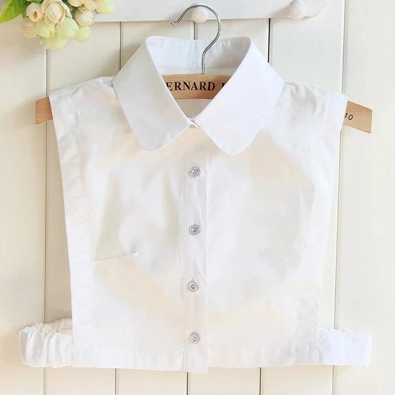 Fashion Embroidery Fake Collar Women Rhinestone Half Shirt Vest Detachable False Collar Faux Cols Lapel Female Necklace Decor