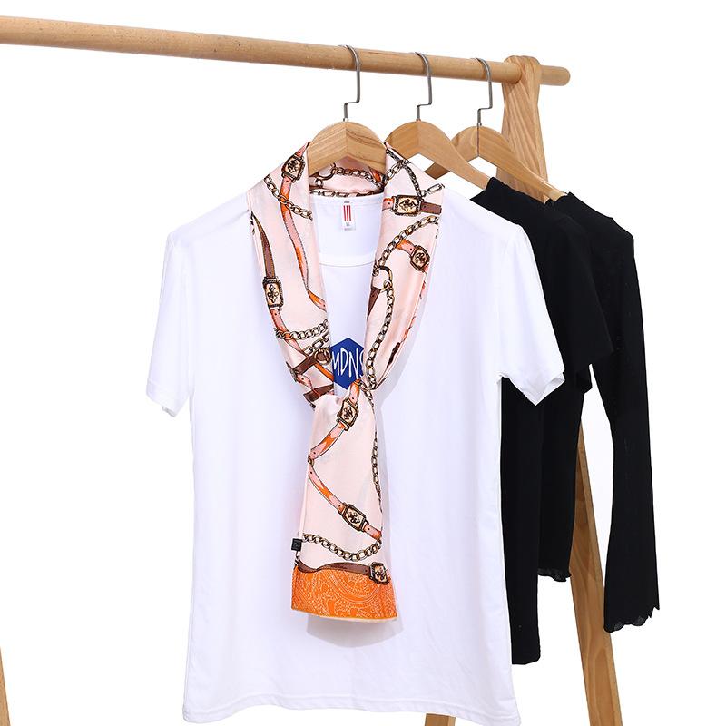 Шарф из искусственного шелка, сезонный маленький шарф, повязка на голову, длинный шарф, универсальный женский шарф с завязками