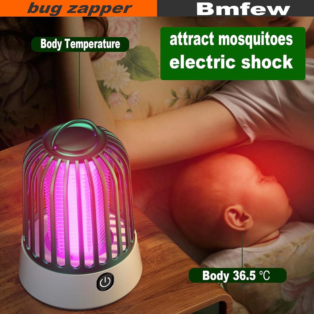 2 In 1 Bug Zapper Indoor Electronic Mosquito Zapper USB Rechargeable Mosquito Trap, Outdoor Fruit Flies Killer Indoor LED Lantern