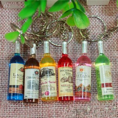 Брелок для ключей унисекс из сплава с кольцом на цепочке в форме миниатюрной бутылки вина