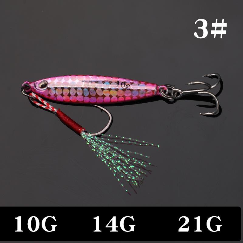 Длинная чугунная пластина Рыболовная приманка с двойным крючком для пресноводной и морской рыбалки