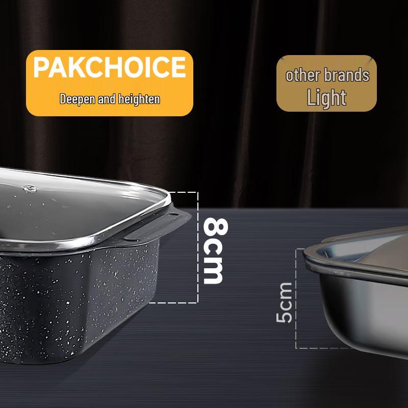 PAKCHOICE Прямоугольная форма для запекания рыбы из углеродистой стали с антипригарным покрытием и крышкой