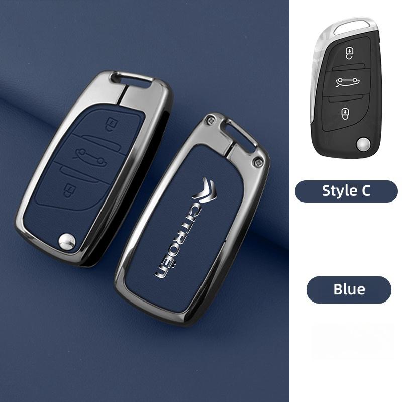 YKFEA1 Zinc Alloy Leather Car Key Case Cover For Citroen C1 C2 C3 C4 C5 C6 C4L Berlingo Picasso Jumpy Nemo Aircross Sega C5 X VTS C3 XR