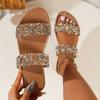 Женские летние тапочки на плоской подошве со стразами, туфли с открытым носком, пляжные тапочки, повседневные сандалии для отдыха на природе