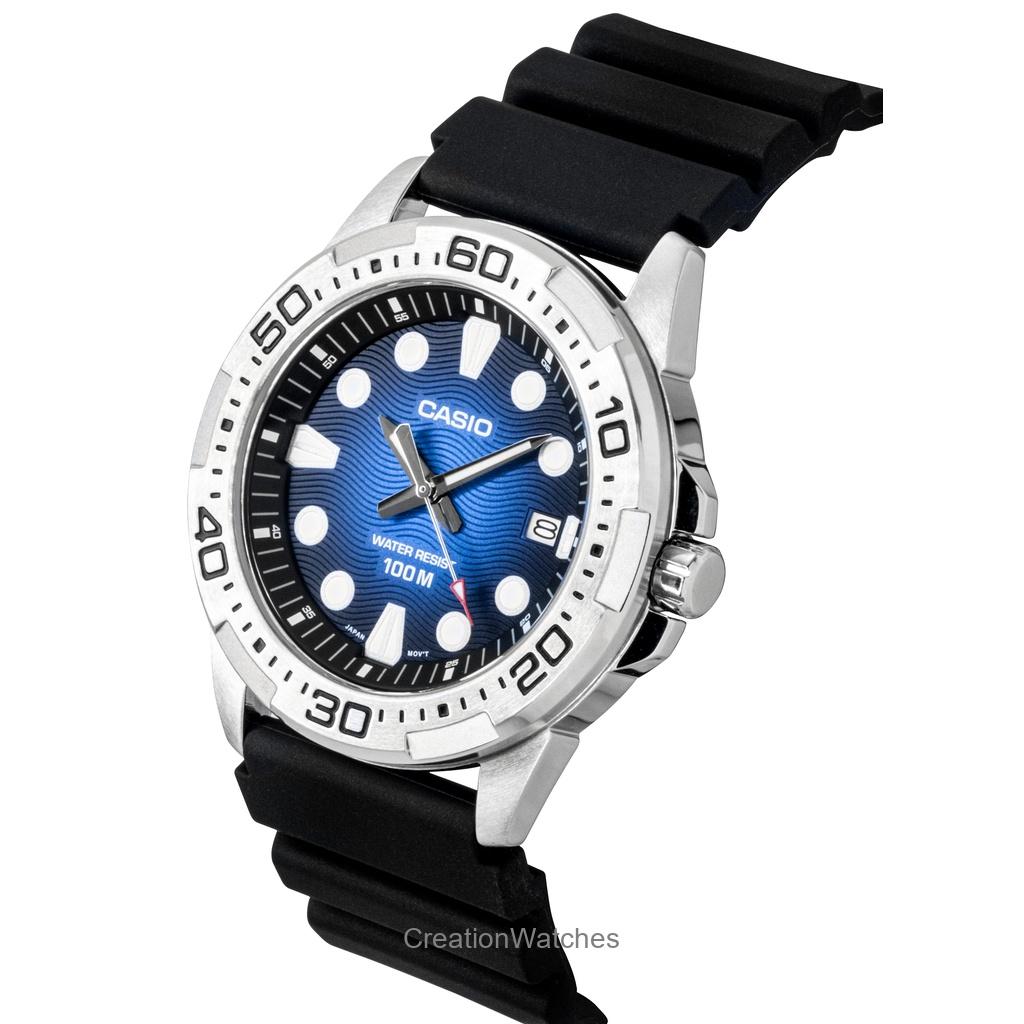 Casio Стандартный аналоговый полимерный ремешок Синий циферблат Кварцевые MTD-140-2AV 100М Мужские часы