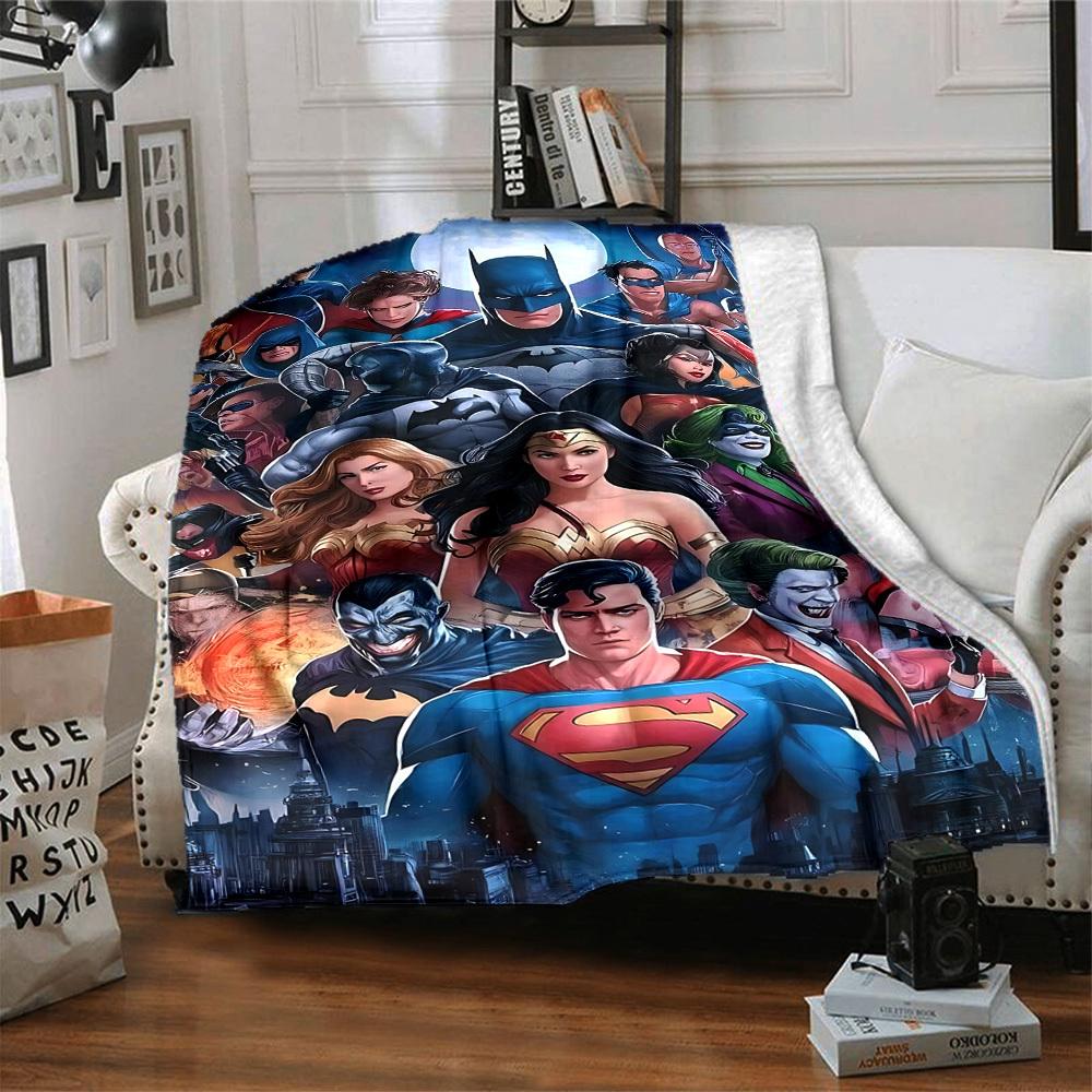1pc Superheroes Flannel Throw Blanket Lightweight Soft Warm All Season Blanket for Sofa, Bed, Travel, Camping L1024166