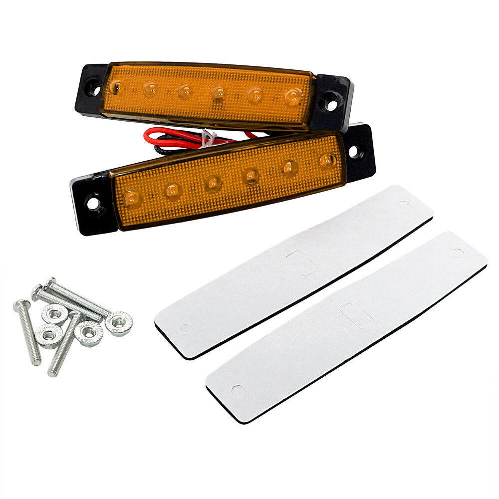 Боковой фонарь с длинной полосой, 6 светодиодов, 12 В, 24 В, боковой свет для прицепа, желтый, 10 шт.